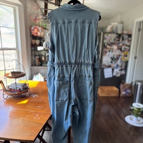 Wildfang Essential Denim Sleeveless High Waisted Coverall - Picture 7 of 7